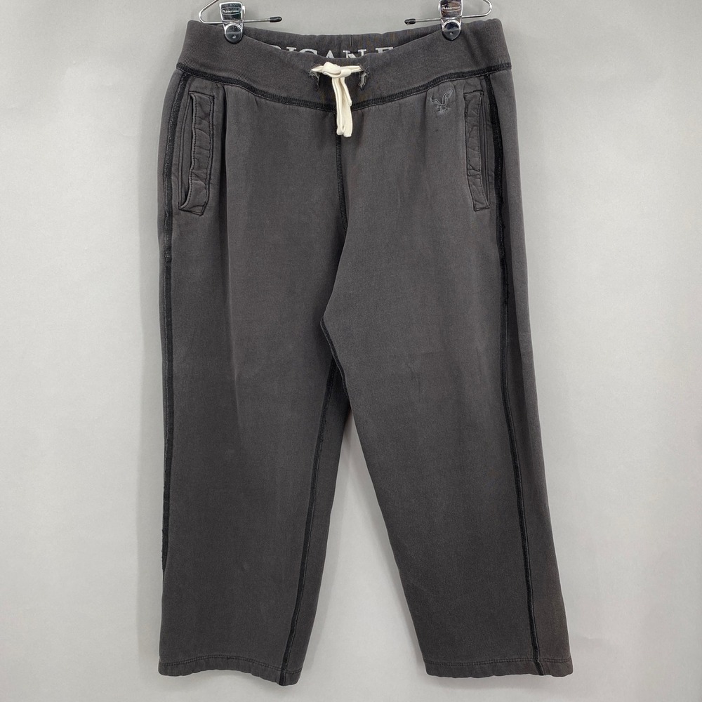 Y2k American Eagle Sweatpants Mens XL Gray Faded Fleece Lined Relaxed Grunge‎